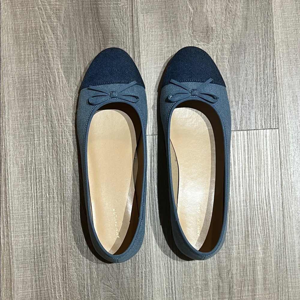 Ann Taylor Navy Blue Denim Ballet Flats